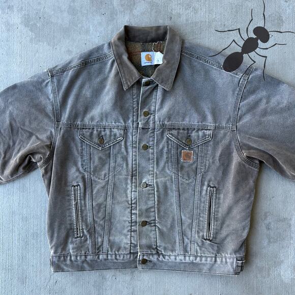 Vintage Y2K Carhartt FADED brown trucker work wear jacket - Picture 3 of 8